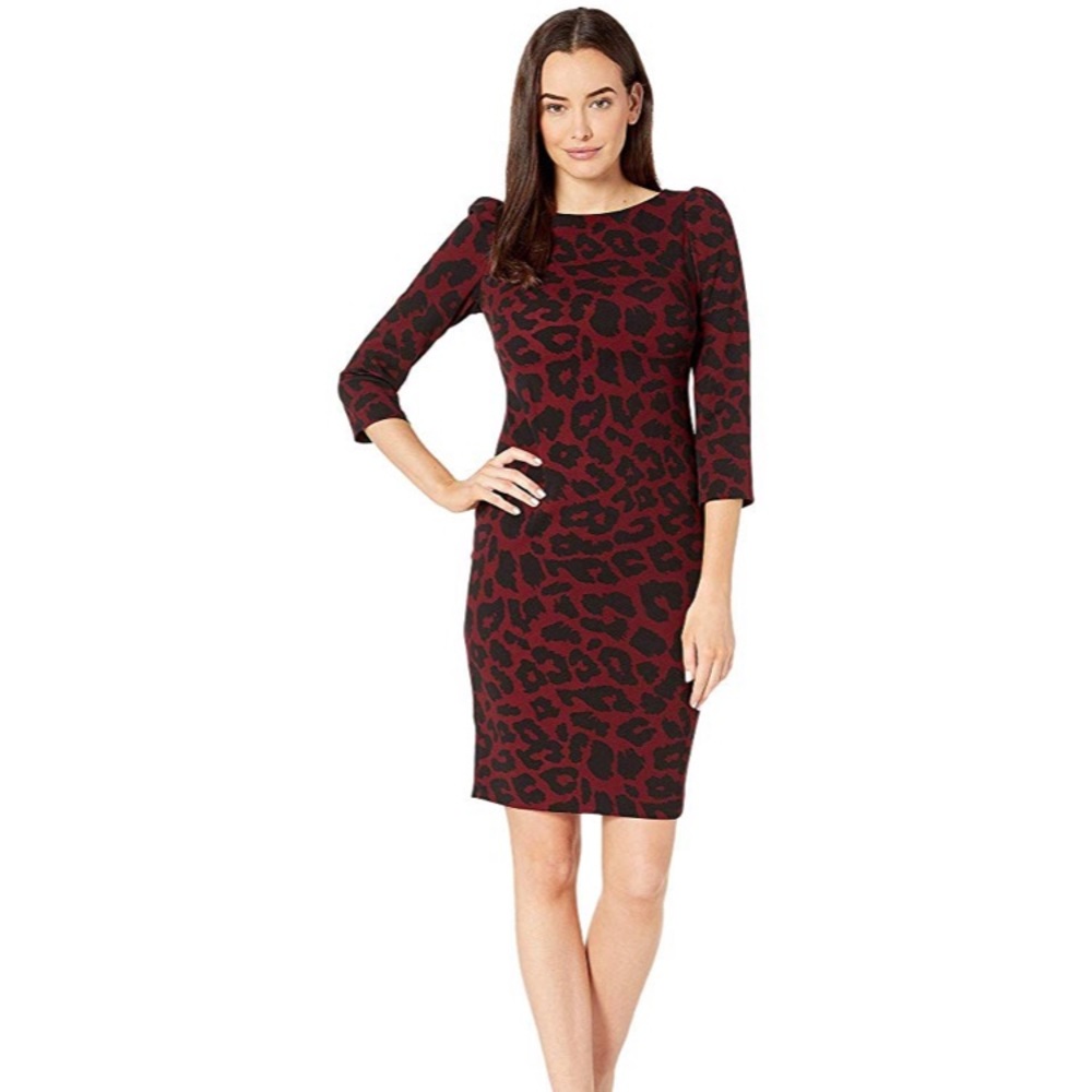 Calvin Klein Animal-Print Puff-Sheath Dress
